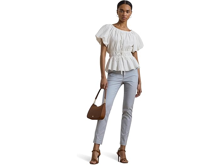 Eyelet Cotton Voile Peplum Blouse - Image 2