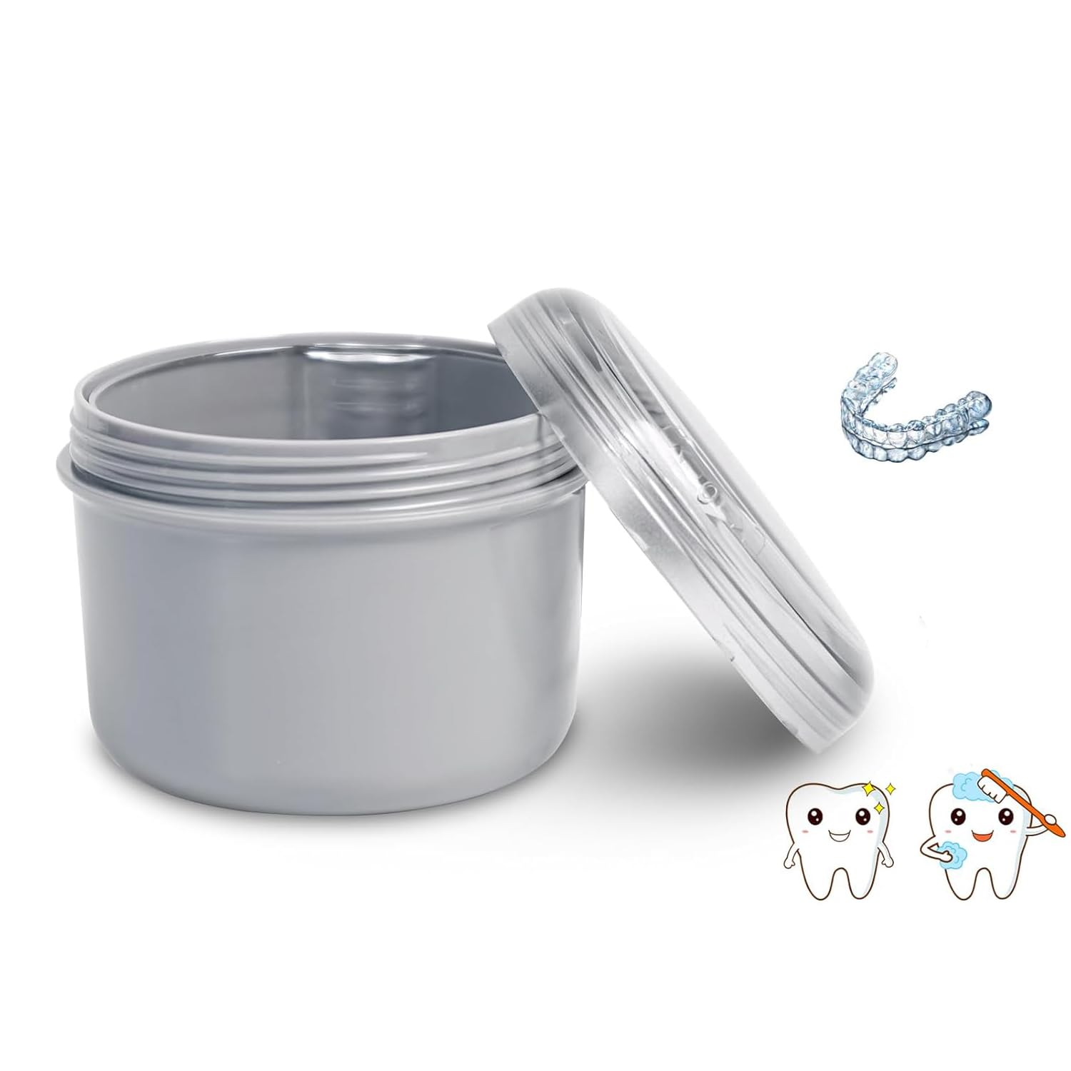 Azonee Denture Bath Cup Denture Case Retainer Cleaner Case Cleaning Care Denture Clear and Retainer Denture Holder for Household Office Travel