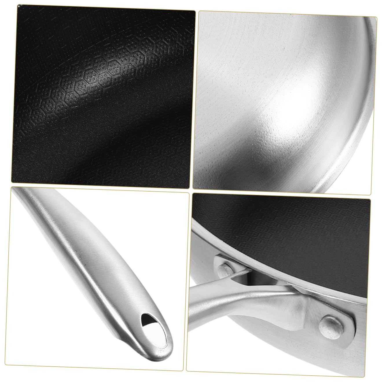 BESPORTBLE Padella in Acciaio Inox 28 CM Manico Ergonomico e Struttura a Nido d'Ape per Uso Quotidiano in Cucina Gas, Elettrica e Induzione
