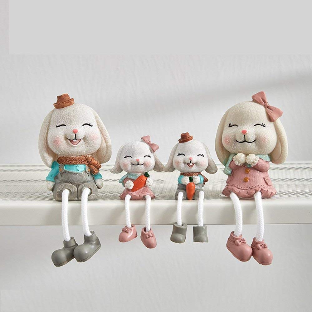 Cadeau collection art couple : 4 petites statues de famille de chien mignonnes en résine