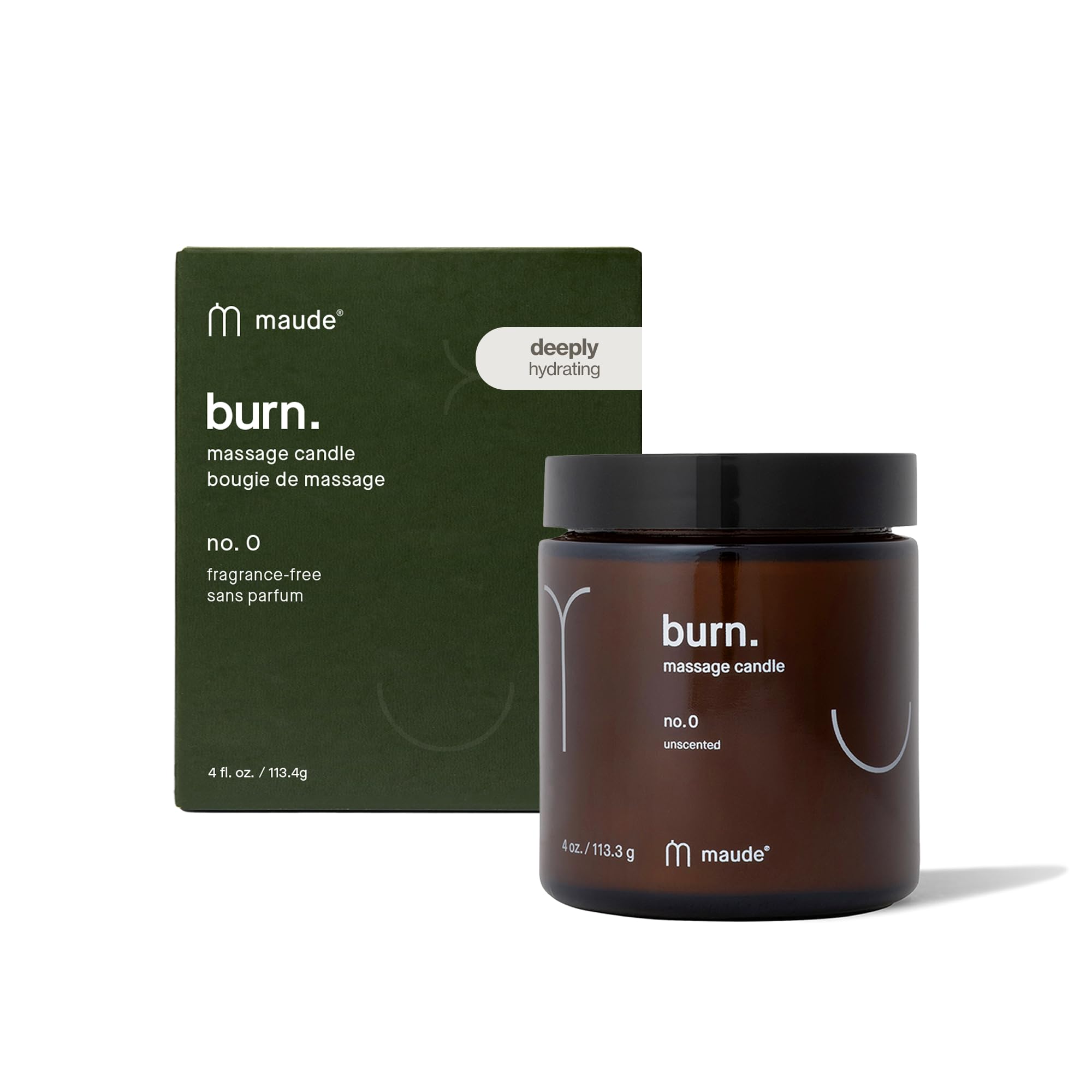 Maude Burn No. 0 - Unscented Hydrating + Skin-Softening Soybean + Jojoba Oil Massage Candle - Fragrance-Free, Soothing Warm Massage Oil Candle - Relaxing Self Care Gifts (4 oz)