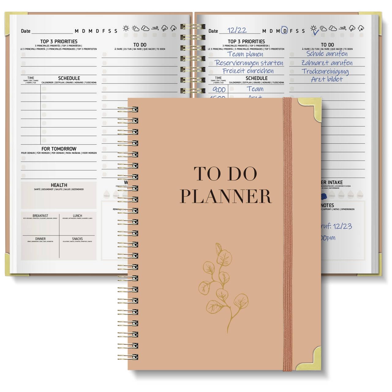 BIROYAL Tagesplaner undatiert A5 | 120-Tage To Do Planer für Aufgaben & Notizen | To Do Listen Block | Tages- & Wochenplaner Spiralblock Hardcover | Perfekt für Büro & Schule | Tintenwäsche