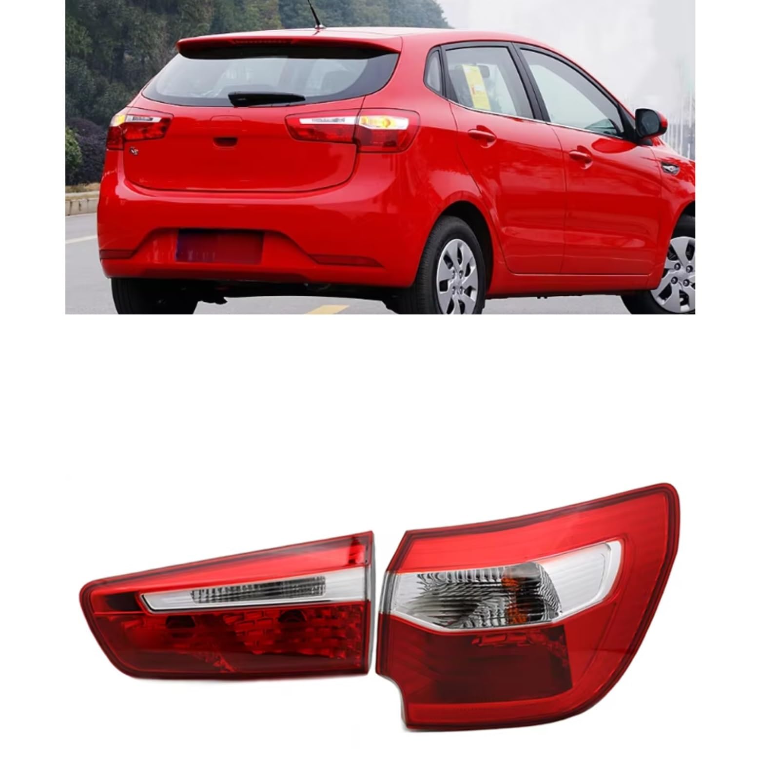 Compatible Con Kia Para K2 Hatchback 2012 2013 2014 Luz Trasera Señal De Giro Parada Lámpara De Freno Conjunto De Luz Trasera Accesorios De Coche luces advertencia traseras(Inner Left)