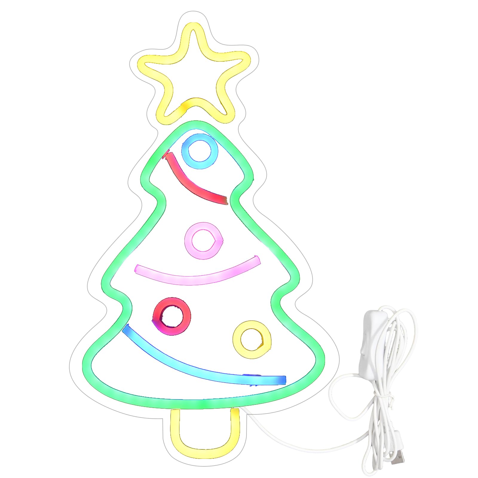 SEDEX Letrero de neón de Feliz Navidad, letrero LED de árbol de Navidad con alimentación USB para decoración de pared, fiesta de Navidad, bar, hogar, festival, decoración familiar para niños