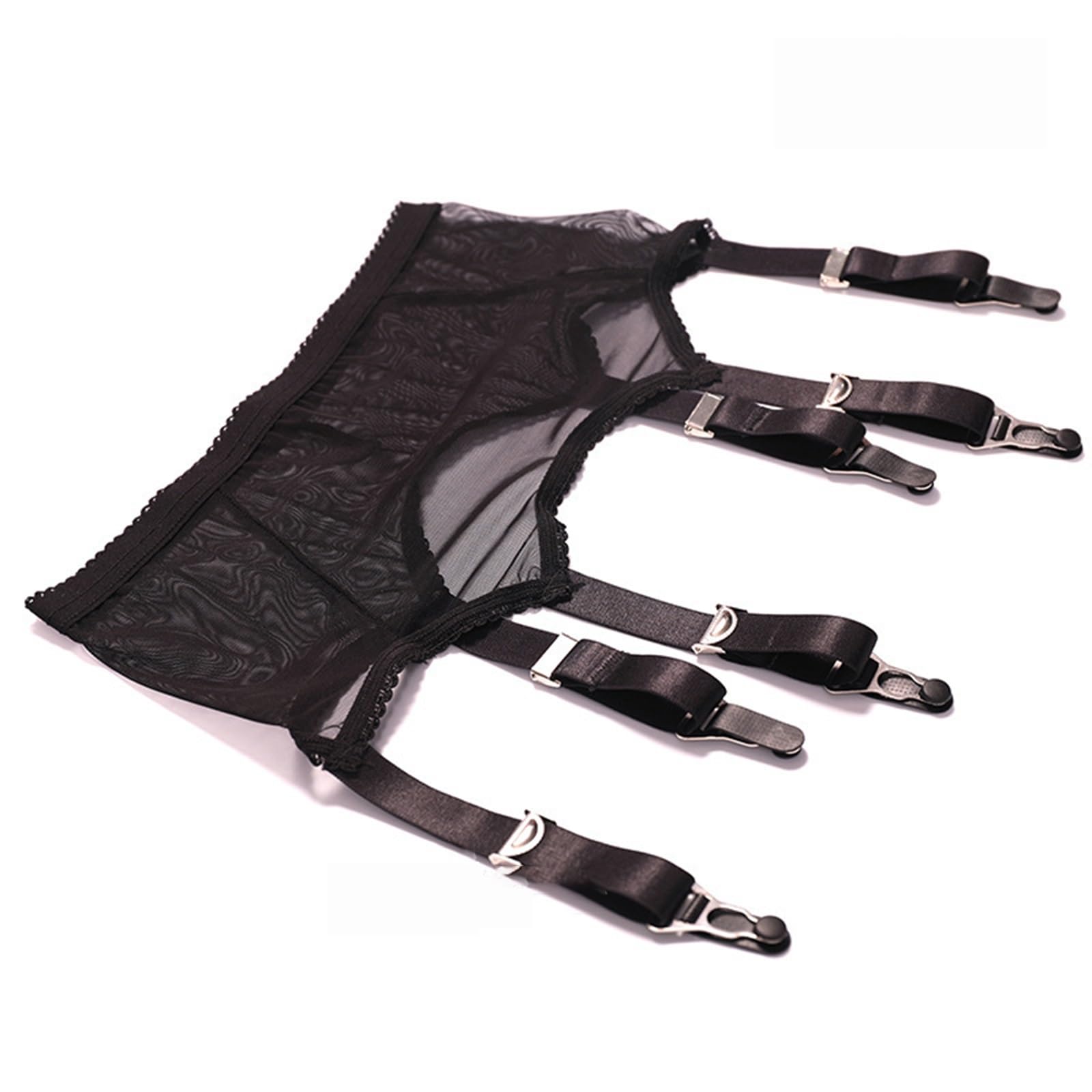 2PCS Mujeres Liguero de Encaje Plus Size Liguero con Clip de 6 Correas para Thigh Highs, One Size
