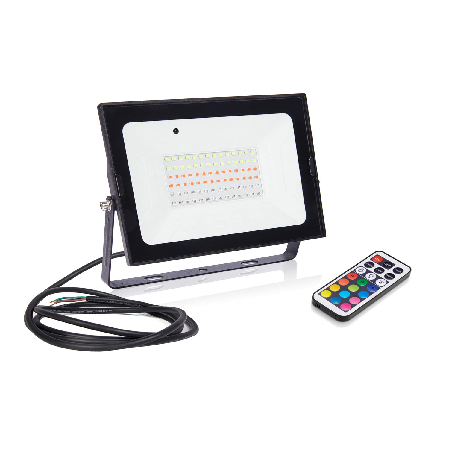 Auraglow 50W RGB IR Remote Controlled Colour Changing Outdoor Floodlight IP65 Weatherproof Decoration and Security Wall and Ground Lamp