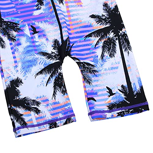 Image of TFJH E Short Sleeve Girls Swimsuits UV 50+ One Pieces Zipper 2-14Y | From beach vacations and pool parties to cruises and water parks, this colorful floral swimsuit is her summer favorite