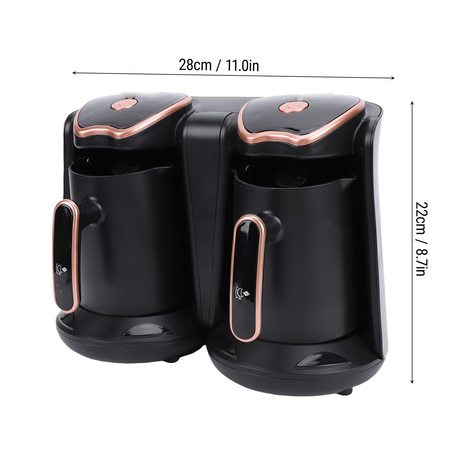 Bewinner Macchina per caffè Turco Elettrica da 1200 W, Caffettiera a Doppio Scomparto con Controllo della Temperatura Regolabile e 2 Tazze per Un'autentica Preparazione della Birra a
