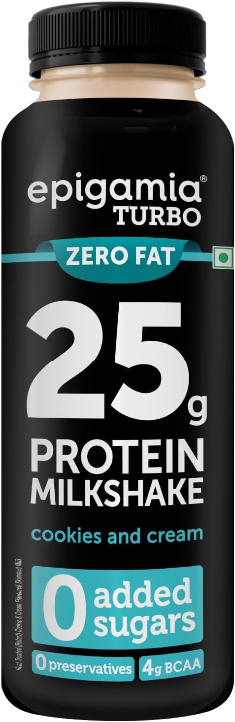 epigamia Turbo 25 g Protein Milkshake, Cookies & Cream - 250 ml