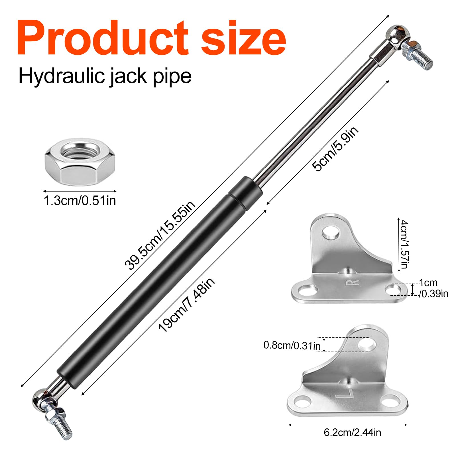 2 Stück Gasdruckfeder, 380mm 245n Gasdruckdämpfer 25KG Schwerlast Gasfeder Stoßdämpfer Gasdruckfedern mit L Förmigen Gas Struts für Schranktüren Kastendeckel Bettkasten