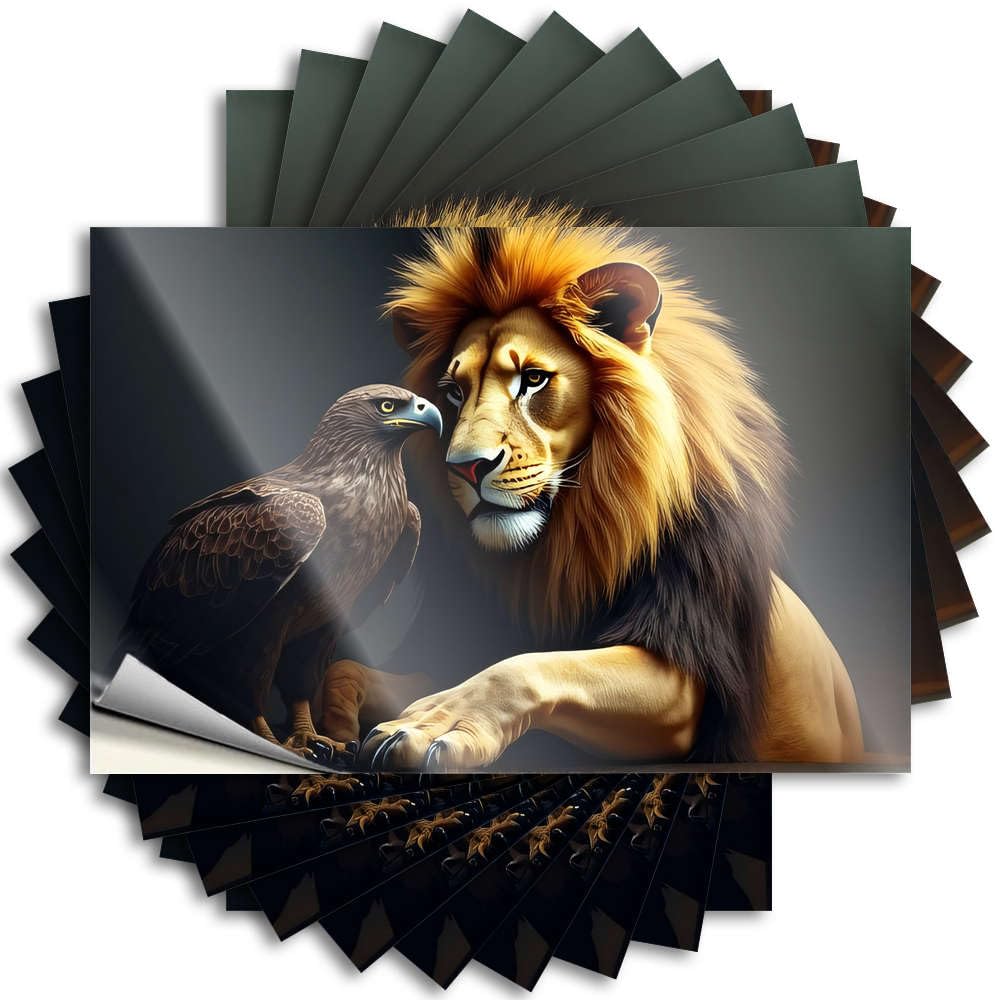 Fzfn Men's Colour Bathroom Accessories Decor Bumper Tattoo | Lion And Eagle: Majesty In Partnership Cheap Durable Vinyl Sticker Easy Apply For Microfiber(6X9cm)
