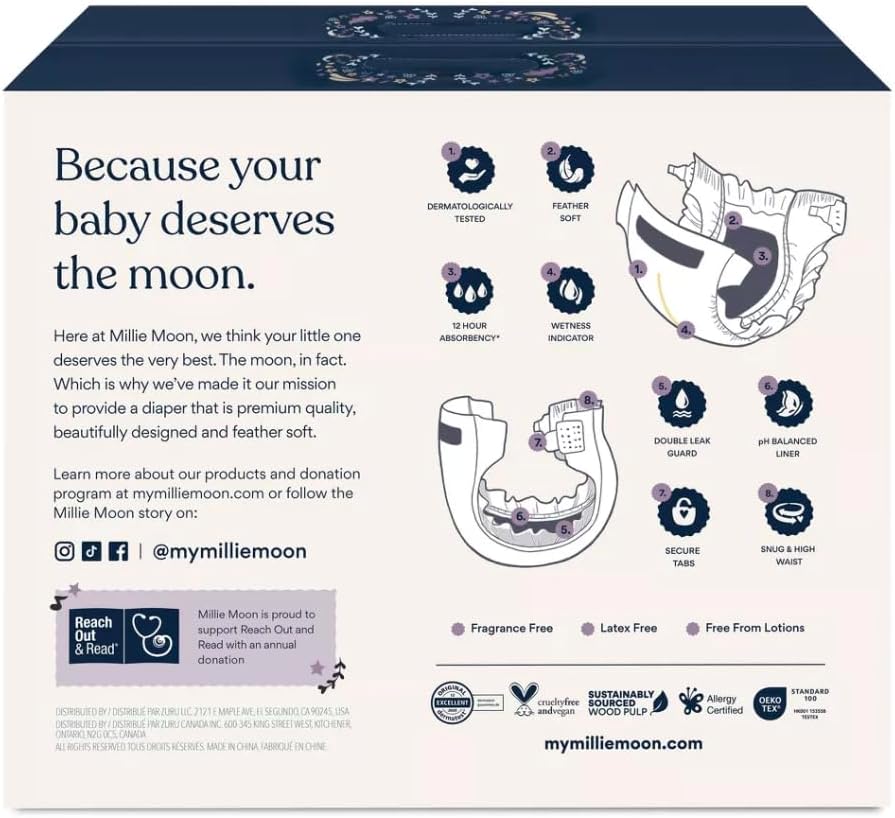 Millie Moon Luxury Disposable Diapers - (Size,7 and 44,Count)
