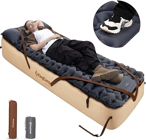 Miniatura 1 de KingCamp Base de cama de aire para campamento con almohadillas inflables ultraligeras para mochileros, marco de cama inflable individual alto para