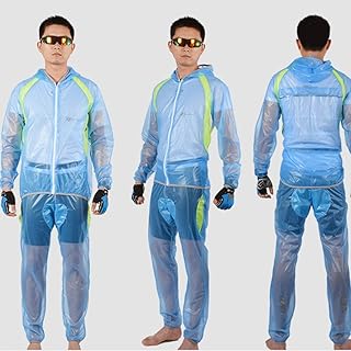 GLJY Men's Rain Suit Hooded Raincoat Waterproof/Trouser Rainwear Snowcoat Ski Jacket/Pants,Men's Mountain Road Bike Transparent Raincoat, for Outdoor Travel Camping Hiking