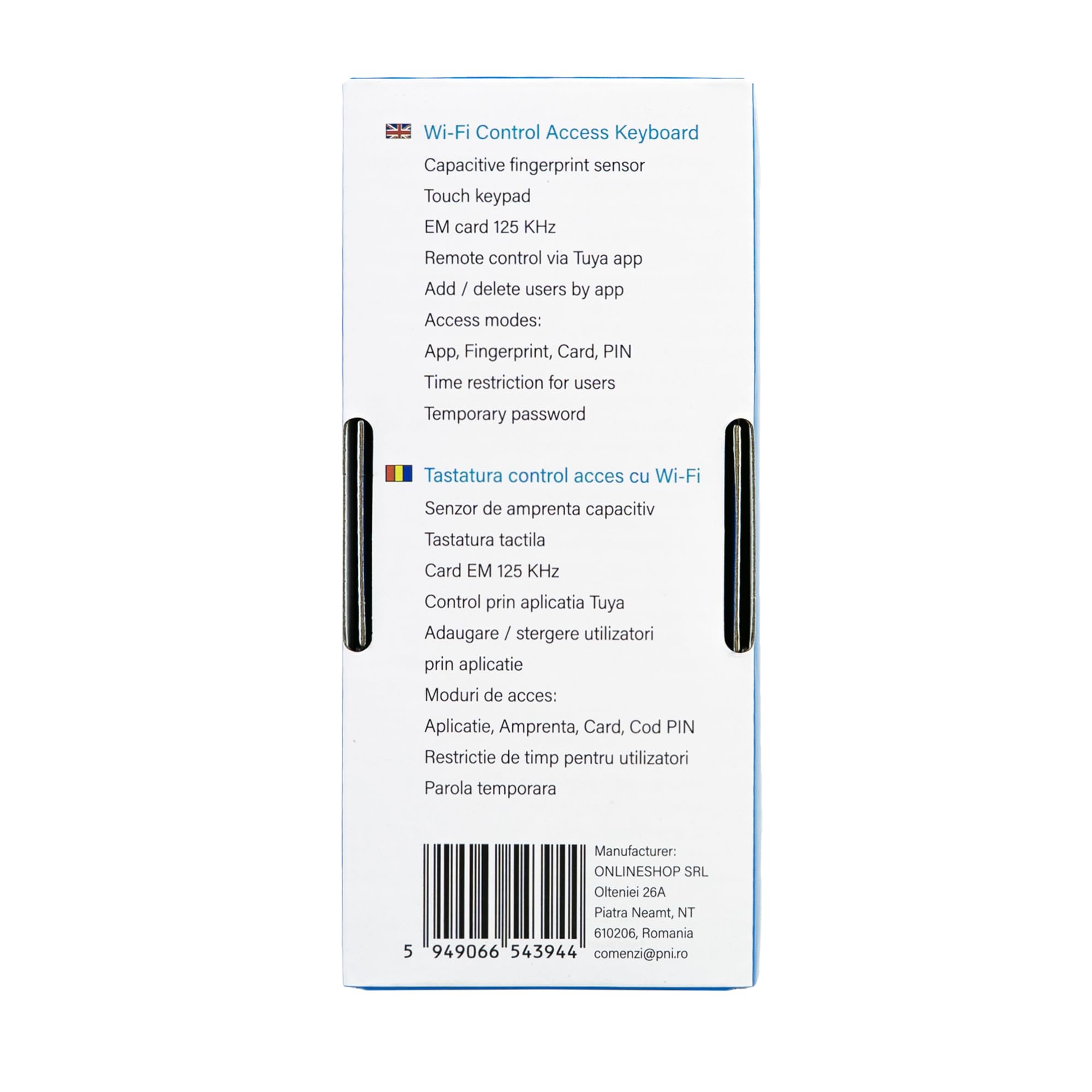 PNI Tastiera del controllo di accesso DK350 con Wi-Fi, carta di accesso, impronta digitale, PIN, tocco, IP66, applicazione di Tuya