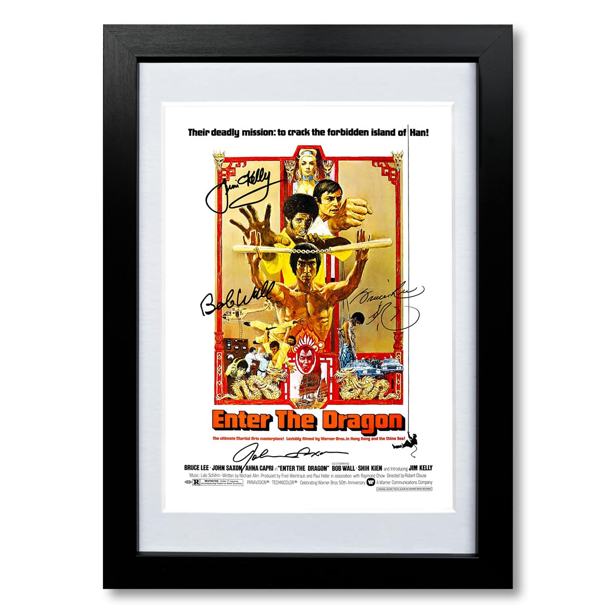 Mounted Gifts Black Enter The Dragon Cast Signed A4 Poster Photo Print Framed Autograph Gift Movie Film Bruce Lee ( Framed & Mounted)