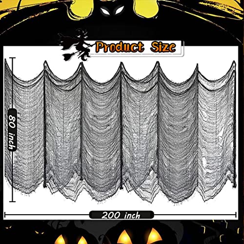 Biaoyun Halloween Creepy Cloth Black 200X80In,Scary Gauze Doorways Spooky Giant Tapestry Halloween Party Supplies Outdoor Indoor,Spooky Fabric Cloth Haunted Houses Yard Wall Halloween Decor #TOP2