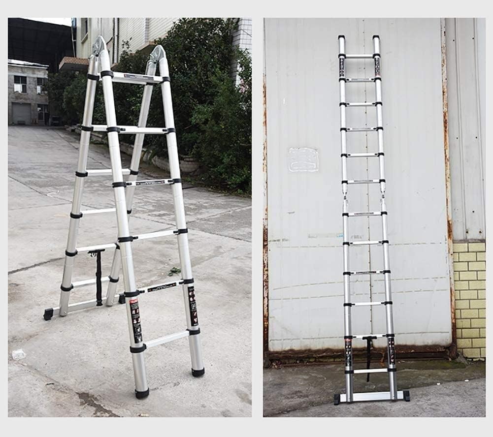 Ladders Aluminum Telescoping Ladder - Telescopic Ladder DIY Aluminum Folding Extendable Extension Ladder A-Frame Multi Purpose 16.40Ft/5M=2.5M+2.5M Marriage