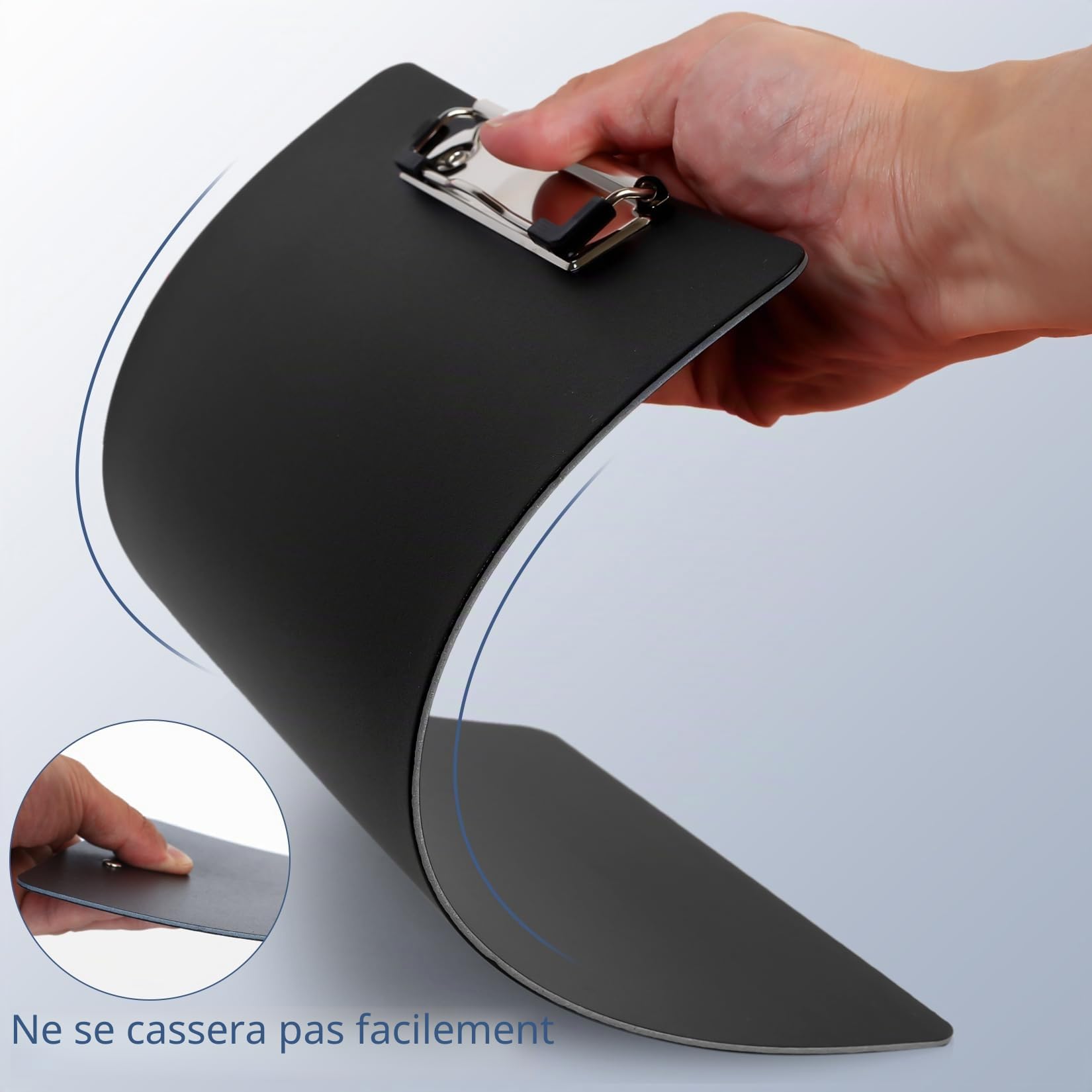 6 Pcs Porte Bloc A4 avec Pince, Porte Documents A4, Porte-Blocs Plastique Rigide, Presse-papiers pour étudiants Enseignants Fournitures de Bureau (Noir)
