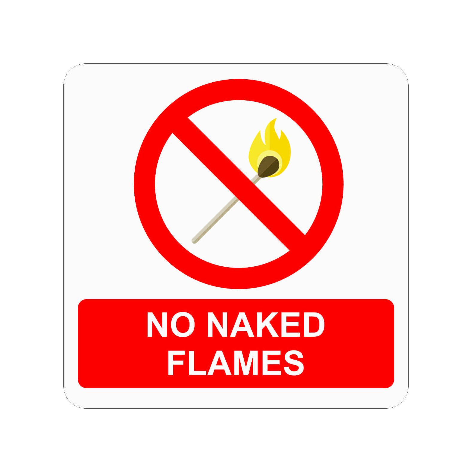 MINTKRAFT Self Adhesive "No Naked Flames" Sign Board, 12 inches x 12 inches