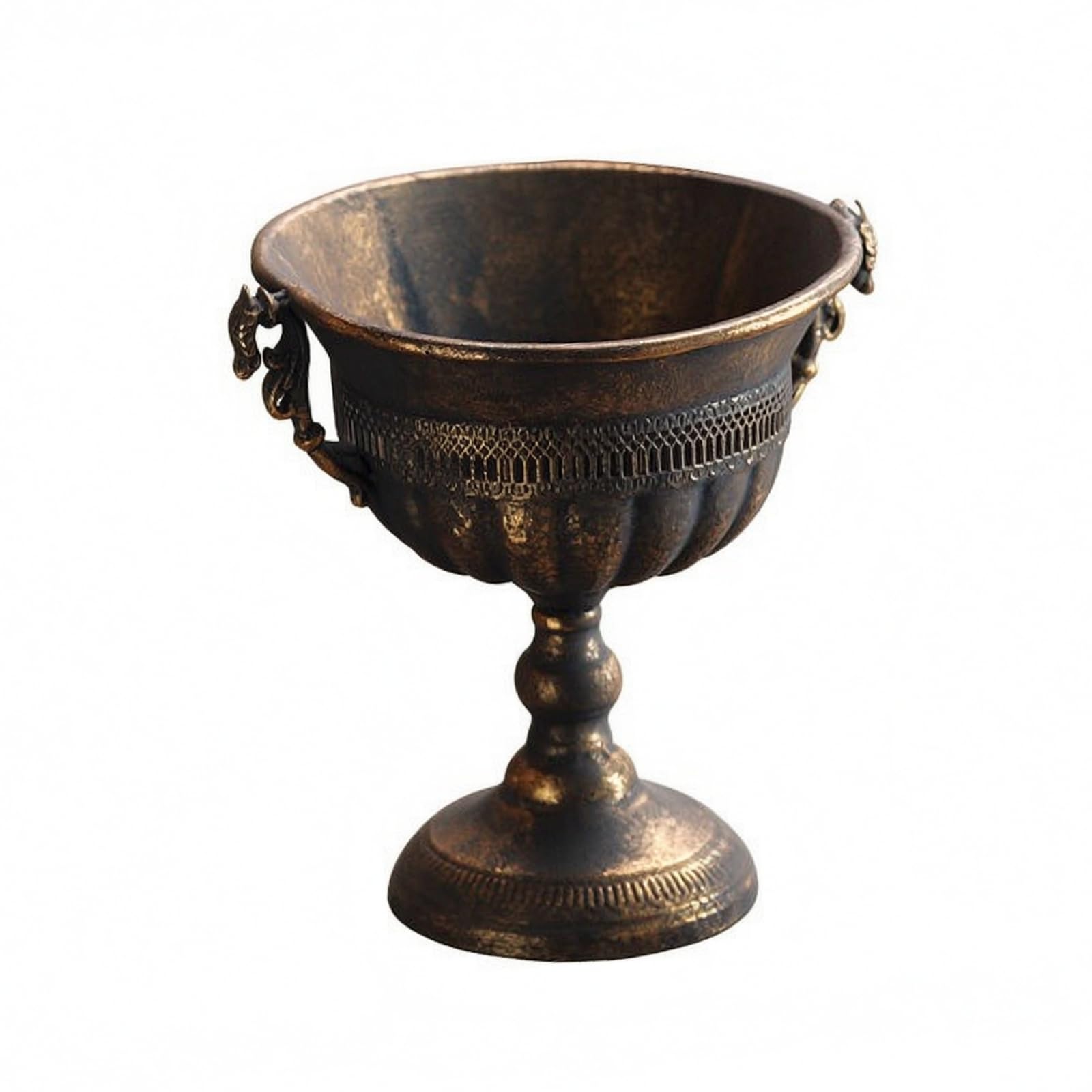 Qianly Vase en Métal Piédestal Décoratif Finition Antique, Vase sur Piédestal, pr lon, Style A