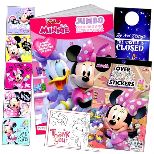 Image of Bendon Minnie Mouse Coloring Book Stickers Set with Coloring Book and Minnie Stickers, Reward Sticker Set, and More