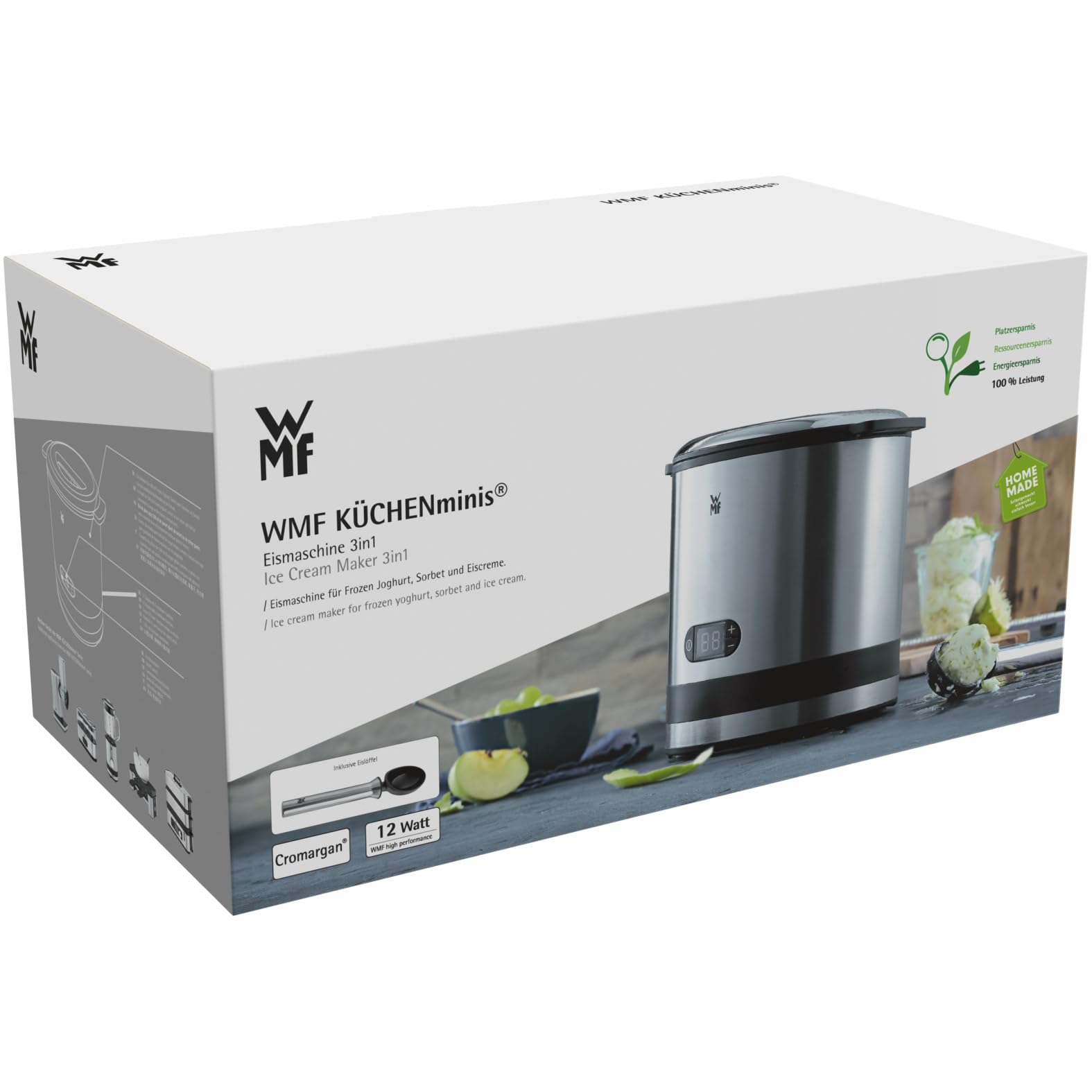WMF Küchenminis 3in1 Eismaschine, Frozen Joghurt, Sorbet, Eiscreme, 300 ml, 30-Minuten-Time, spülmaschinengeeignet