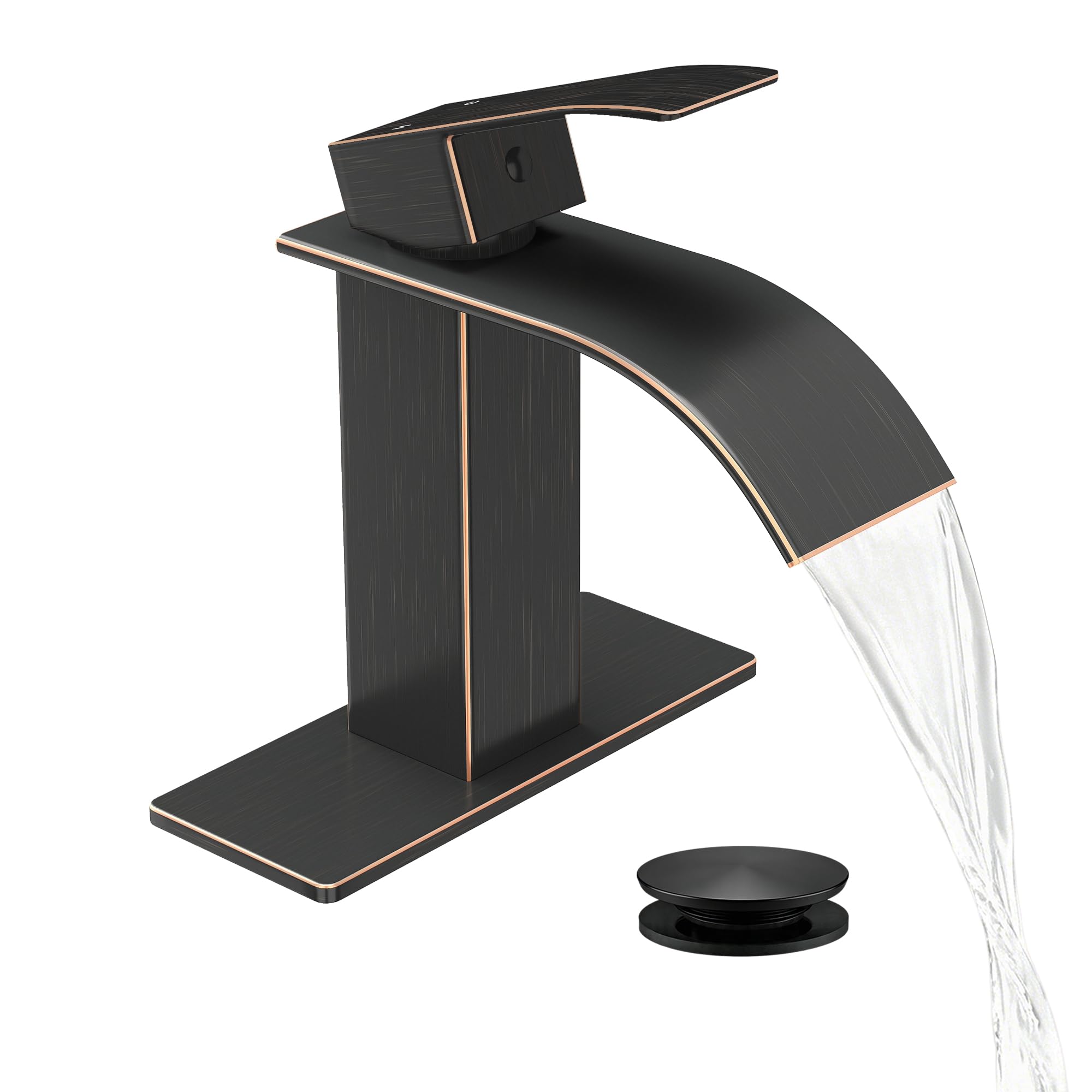 Fransiton Waterfall Single Handle Bathroom Sink Faucet Oil Rubbed Bronze