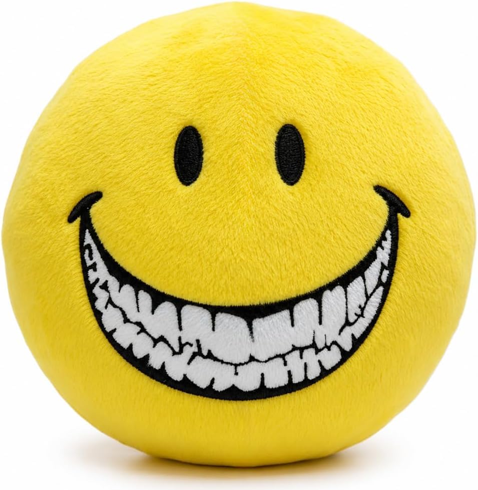 Soft Yellow Plush Ball - 9.8 In Yellow Smileey Face Horror ARG Plush Toy