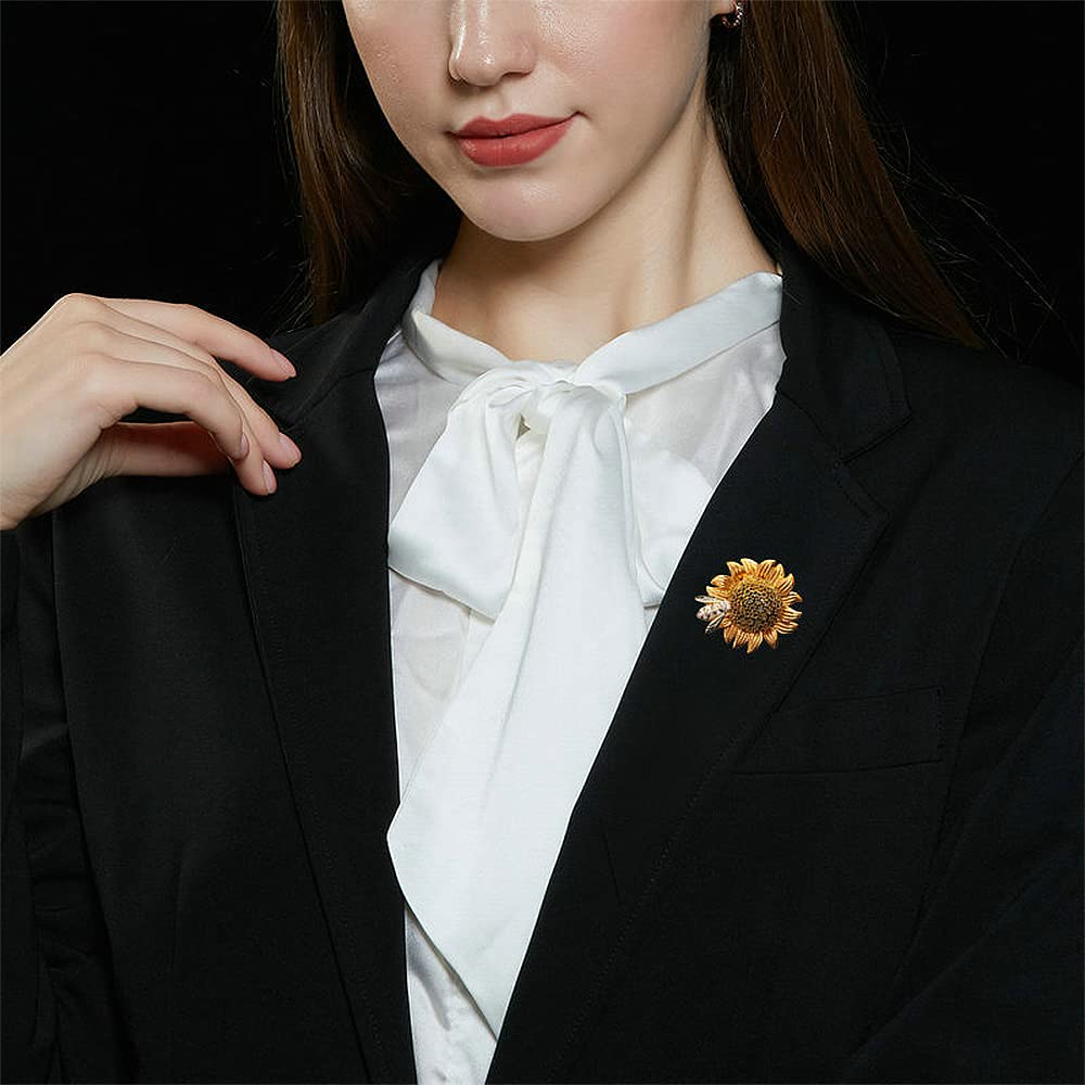 Broche de Girasol y Abeja para Mujer, Broche pequeño de Solapa con diseño Floral y Miel
