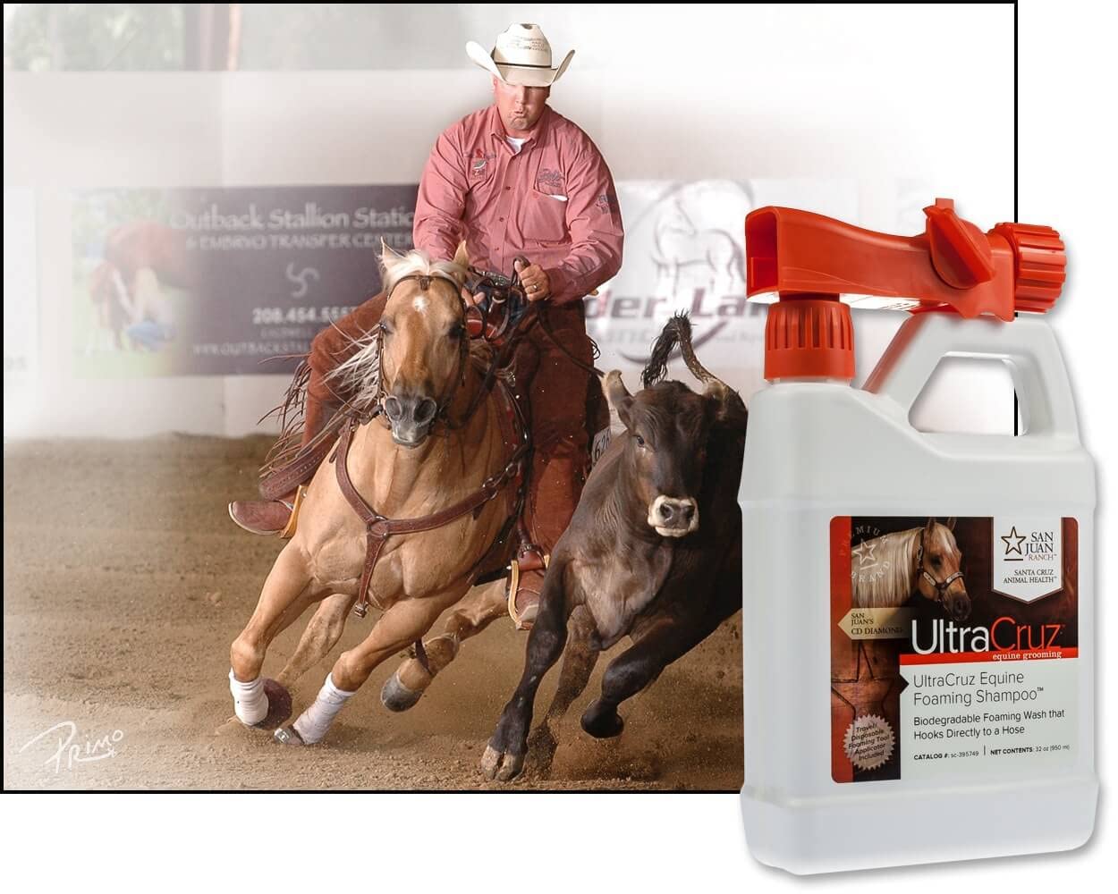 UltraCruz® Champú espumoso para Caballos, 32 onzas con aplicador de Viaje