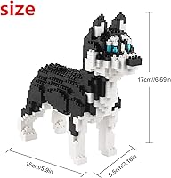 Vista 2 de Larcele Micro Husky - Bloques de construcción para perros, súper mini ladrillos de juguete de construcción de mascotas, 950 piezas KLJM-02 (Husky)
