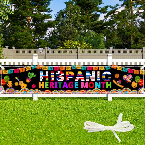 Hispanic Heritage Month Decorations 8.2x1.6Ft Hispanic Heritage Month Banner Spanish Speaking Countries Backdrop for Indoor Outdoor Home Classroom Garden Lawn Balcony Decor