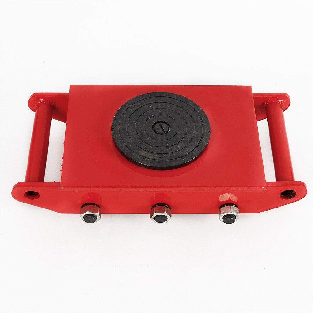 8 T Heavy Duty Machine Dolly Skate Machinery Steel Roller Mover Machine Cargo Heavy Duty Trolley (Red)