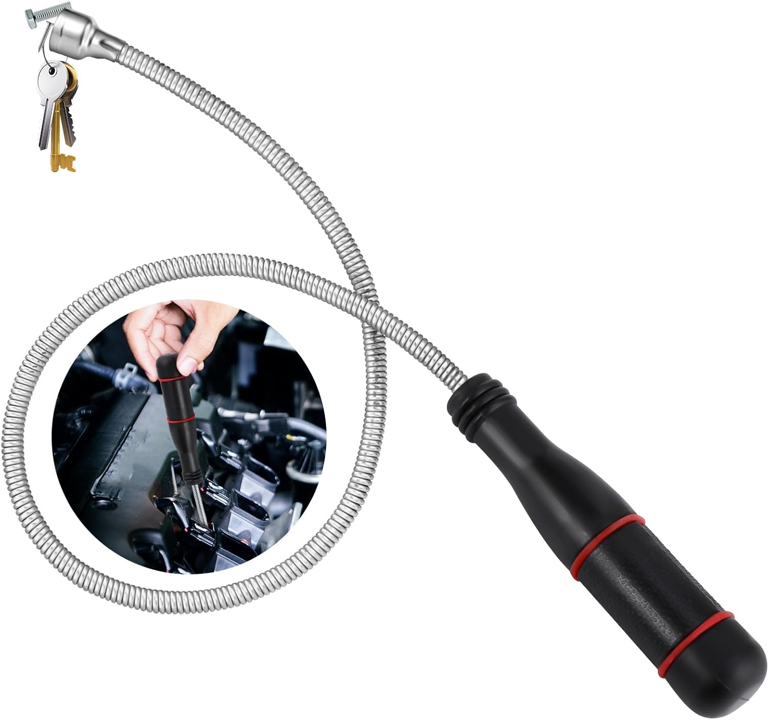 RosewineC 60CM Flexible Pick Up Tool, Metal Pipe Tool with