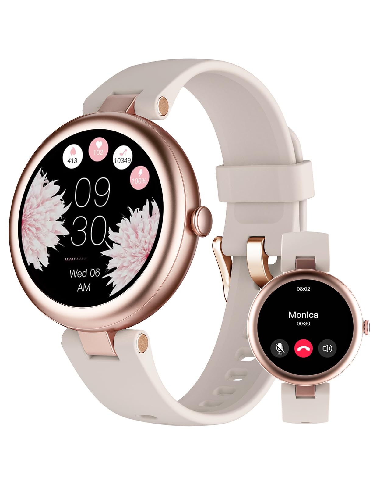 SHANG WING ​​Smartwatch Donna Piccolo Rotondo Risposta Chiamate per Android iOS Orologio Contapassi Cardiofrequenzimetro da Polso Saturimetro Orologio Fitness Notifiche 100+ Modalità Sportive