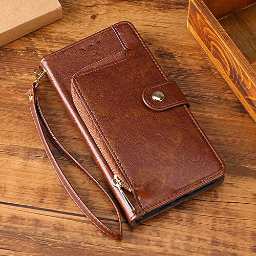 Étui portefeuille anti-perte pour Samsung Galaxy A22 4G à rabat cuir et zip de sécurité