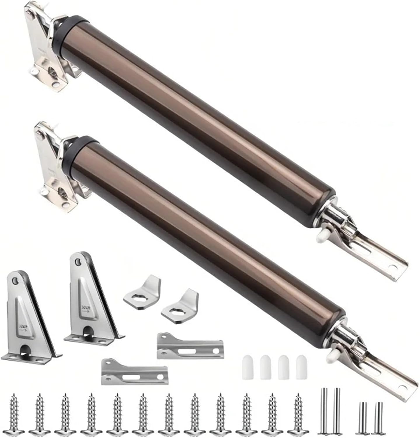 2-Pack Heavy Duty Soft Close Door Closers, Pneumatic Adjustable Speed Door Buffer with Positioning Stop, Interior Door Holder Hardware(2 Set White)