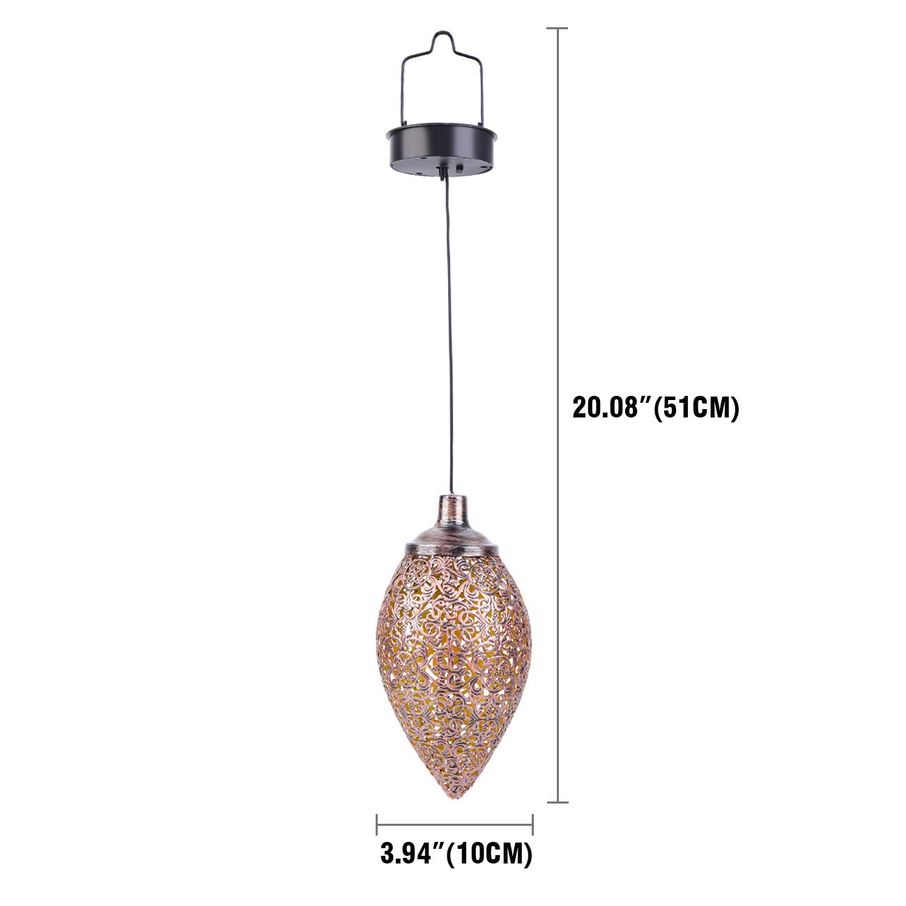 Ridgeyard Lanterne solari per esterni, sospese, 4 pezzi, IP44, impermeabile, per esterni, in metallo, per esterni, giardino, da appendere, decorazione orientale, balcone, terrazza, patio, Natale