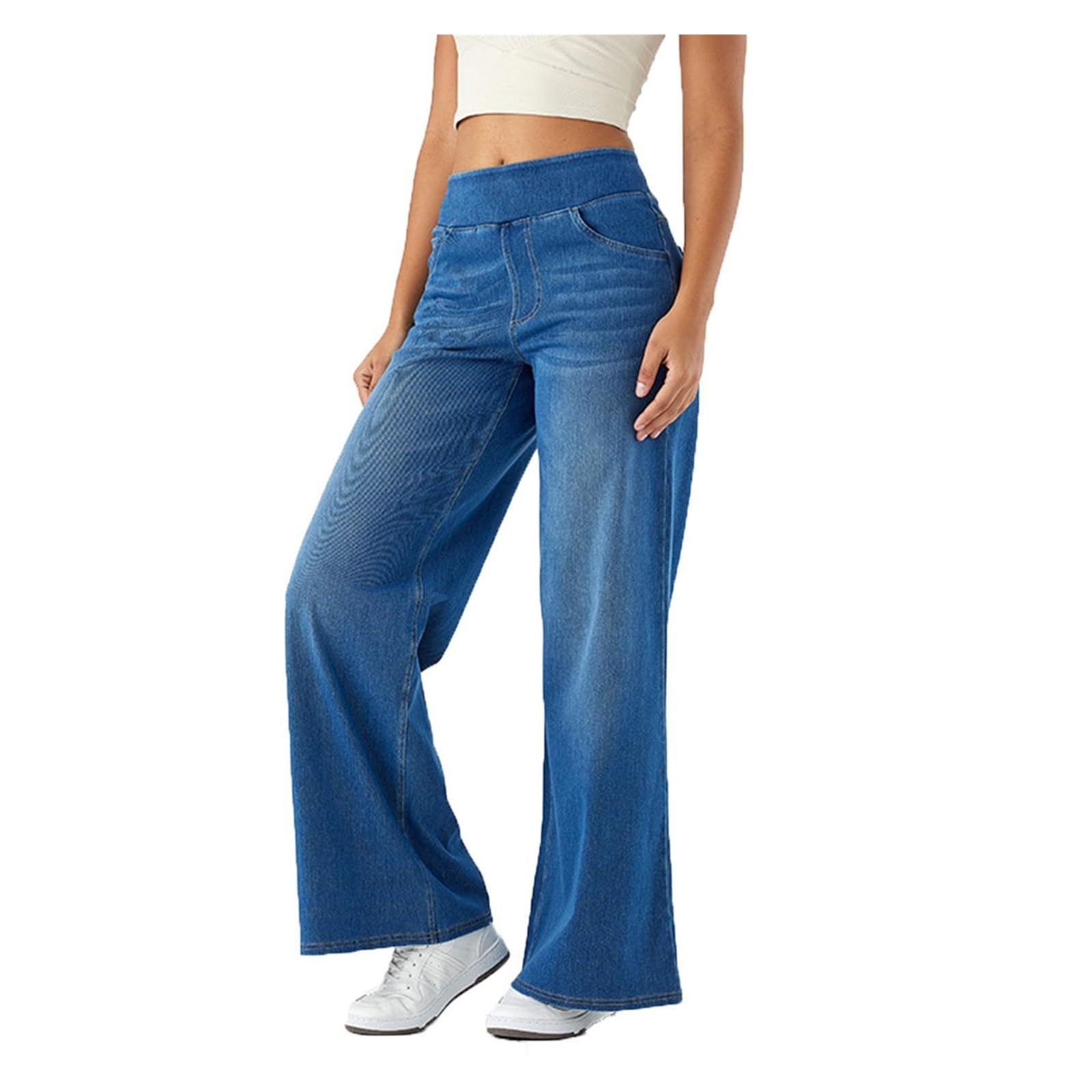 SIYAN Pantalones vaqueros de cintura alta para mujer, leggings elásticos, leggings de corte bootcut acampanado, pantalones elásticos push-up con curvas, vaqueros pequeños para mujer, vaqueros de