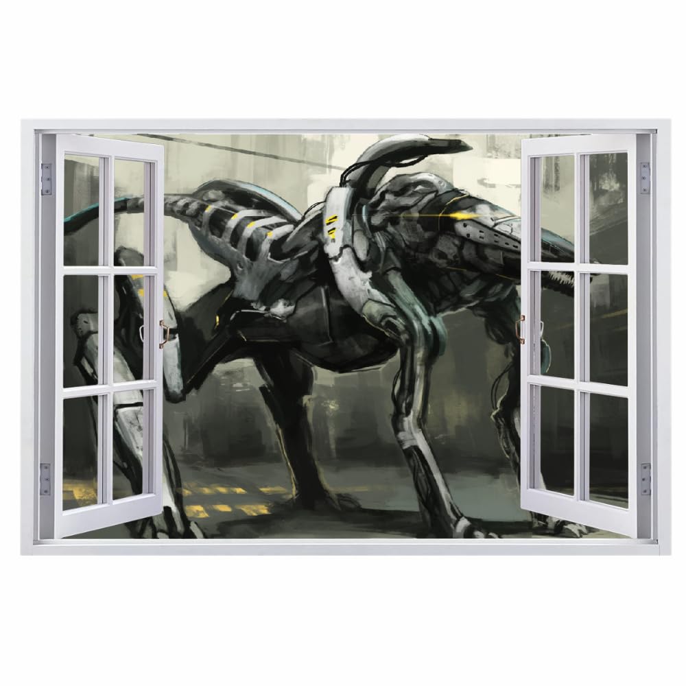 Adesivi 3D per decorazioni murali distrutti Robot Adesivo da parete Mecca Cyberpunk Tatuaggio da parete per la decorazione della parete della cameretta dei bambini 120x80cm