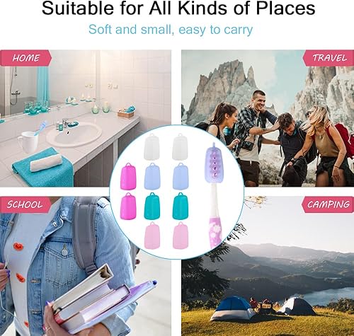Miniatura 7 de V-TOP Fundas para cepillos de dientes, paquete de 10 fundas de cabeza de cepillo de dientes para viajes, cubierta protectora de cepillo de dientes