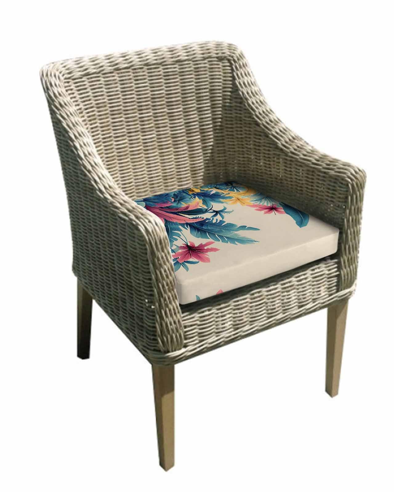 2 Pack Summer Tropical Leaves Waterproof Cushion Covers with Ties, Outdoor Patio Chaise Lounge Chair Seat Cushion Slip Covers Replacement(Only Cover) Farmhouse Botanical Plants 24