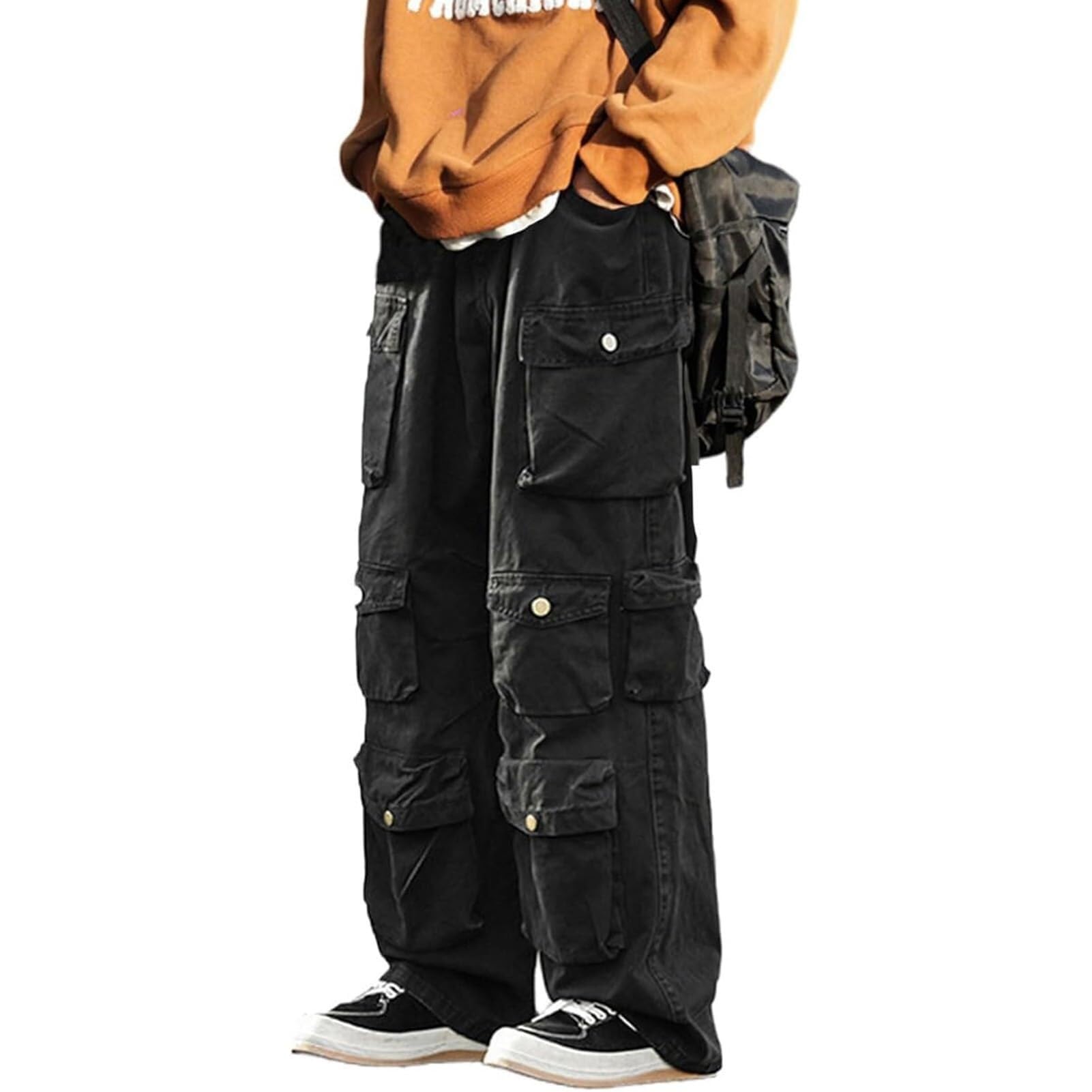 Barley Direct Gothic Emo Alt Cargo Hippie Baggy Jeans Mom Goth Punk Denim Pants Cyber ​​​​Y2k Pants Academic Dark Clothes(Black,Large)