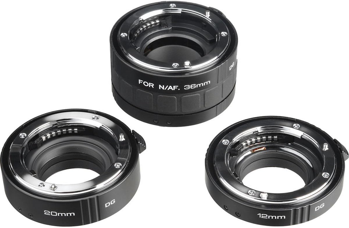 Kenko Auto Extension Tube Set DG 12mm, 20mm, and 36mm Tubes for Nikon AF Digital and Film Cameras - AEXRUBEDGN
