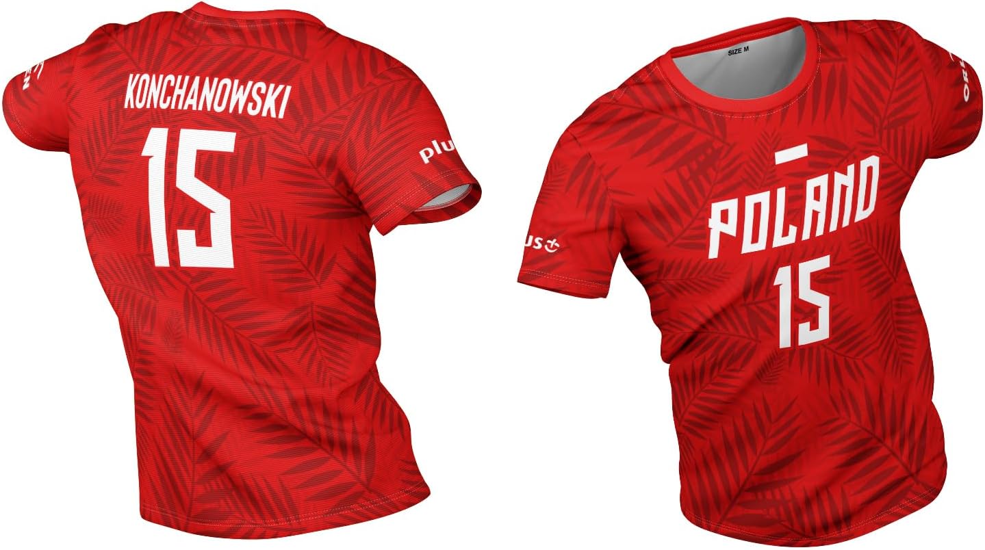 Poland National Team Volleyball Jersey, Home and Away Design, Red and Purple Colors, #15 Jersey