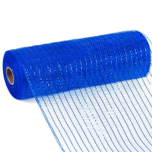 image for LaRibbons Deco Mesh Poly Ribbon - 10 inch x 30 feet Each Roll - Metall