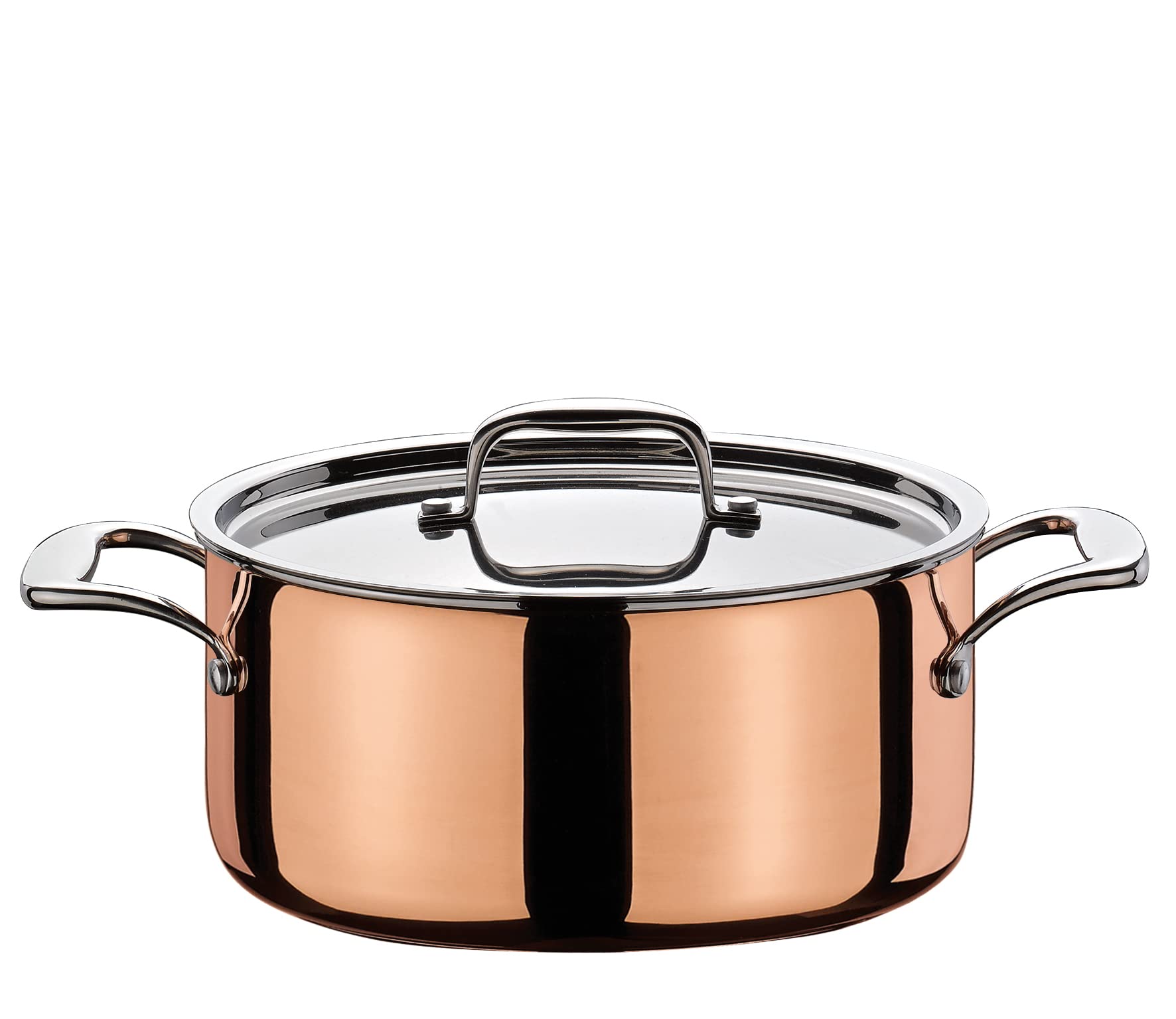 Spring CULINOX Bratentopf mit Deckel, 5-Lagen-Kupferboden, Ø 16 cm | Kochtopf, 18/10 Edelstahlschicht, dreifacher Aluminiumkern, für alle Herdarten, backofenfest, induktionsgeeignet
