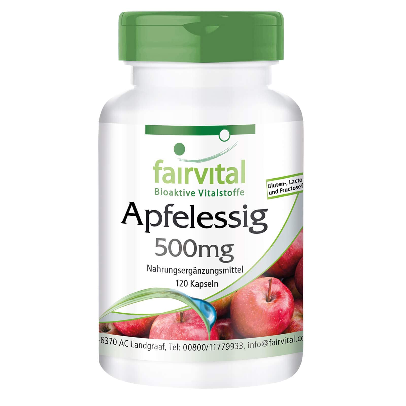 fairvital Apfelessig Kapseln, 120 Kapseln, 500mg Apfelessig pro Kapsel,VEGAN, HOCHDOSIERT (Packung mit 2)