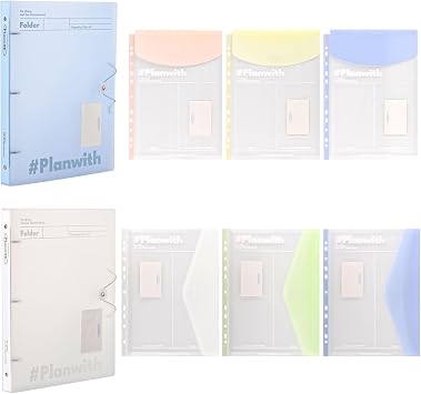 2Pcs 3 Ring Binder 1 Inch with 4Pcs Plastic Envelopes,Ring Binder for School or Office Supplies, Assorted Colors